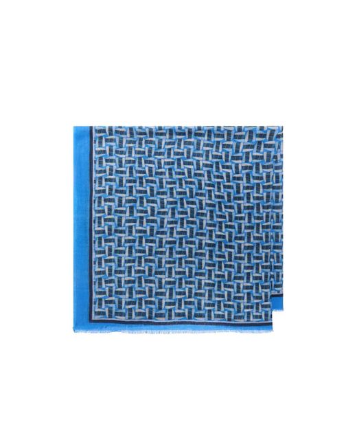 Maliparmi Blue Geometric-Pattern Scarf