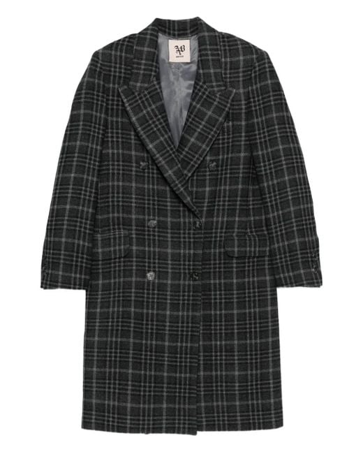Aniye By Double-breasted Checked Coat Black