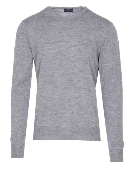 Hōsio Gray Long-Sleeve Crew-Neck Sweater for men