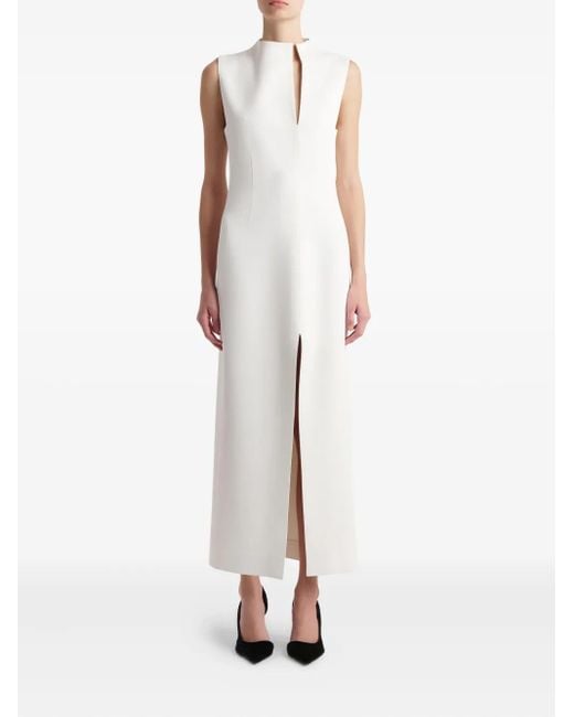 KHAITE Lowen High-Neck Slit Midi Dress in White | Lyst