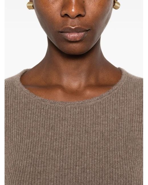 Jil Sander Brown Ribbed-Knit Sweater