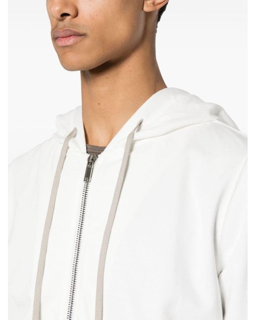 Rick Owens White Zip-up Cotton Hoodie for men