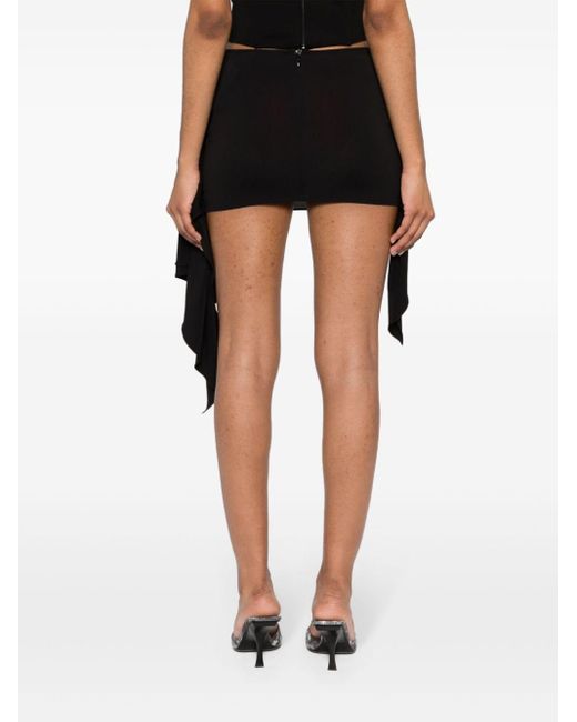 The Attico Black Draped Jersey Mini Skirt