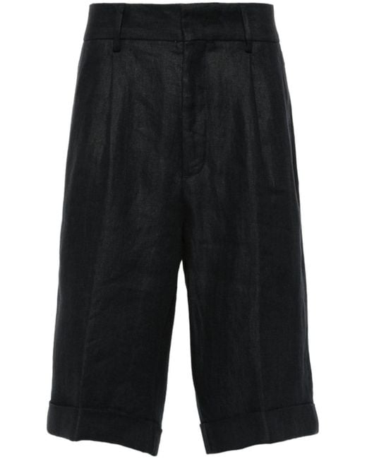 Peserico Black Pressed-crease Linen Shorts for men