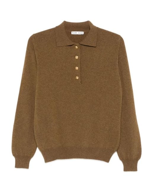 Blazé Milano Brown Button-Placket Polo Top