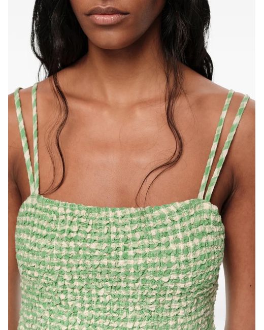 Bimba Y Lola Green Checked Gathered Balloon Jumpsuit