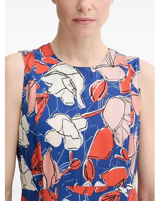 Marc O' Polo White Floral-Print Sleeveless Midi Dress