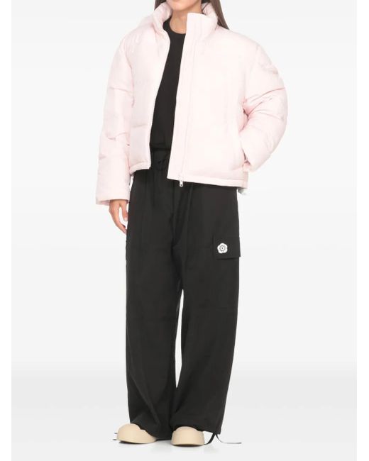 KENZO Pink Logo-Patch Down Jacket
