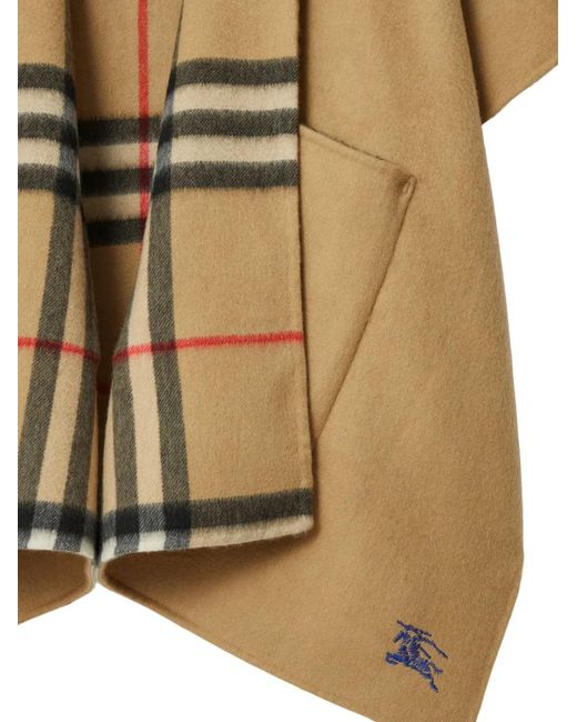 Burberry Natural Ekd-Embroidered Hooded Cashmere Cape