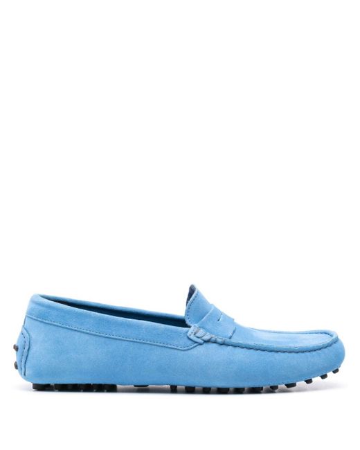 Scarosso Blue Michael Suede Penny Loafers for men