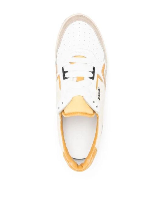 Rhude White Low-Top Sneakers With Suede And Mustard Accents for men