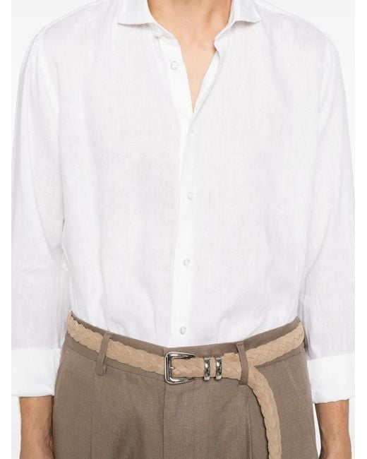 Impure White Long-Sleeve Button-Up Shirt for men