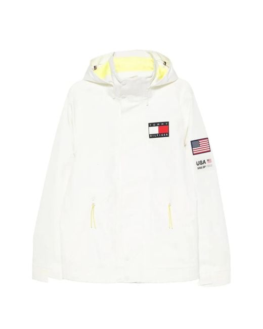 Tommy Hilfiger White X Us Sail Gp Logo-Patch Hooded Jacket