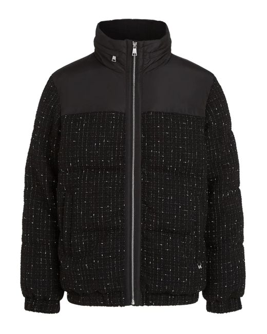 Karl Lagerfeld Black Tweed Panel Puffer Jacket for men