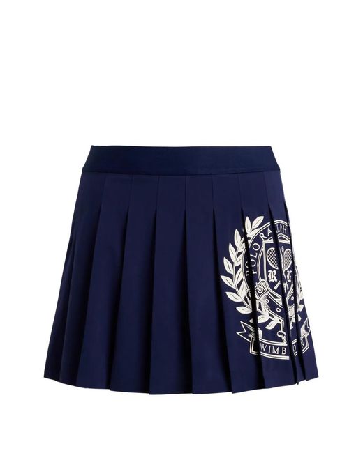 Polo Ralph Lauren Blue Wimbledon Logo Performance Pleated Mini Skirt
