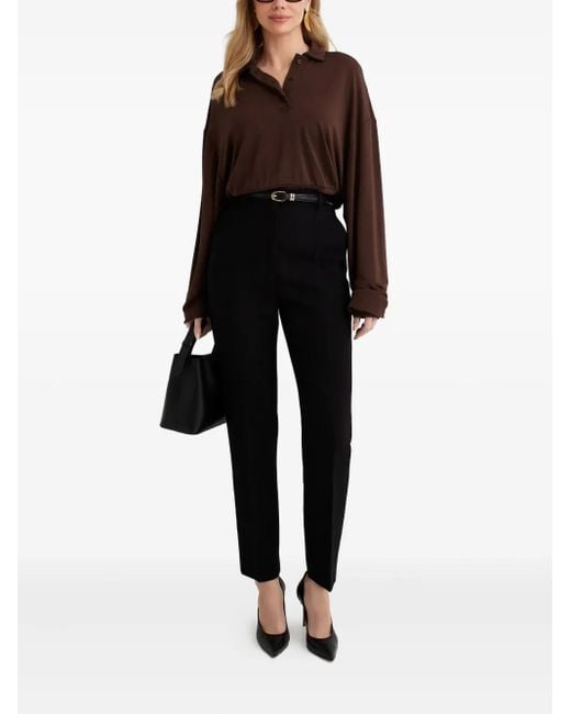 AYA MUSE Black Buttoned Polo Top