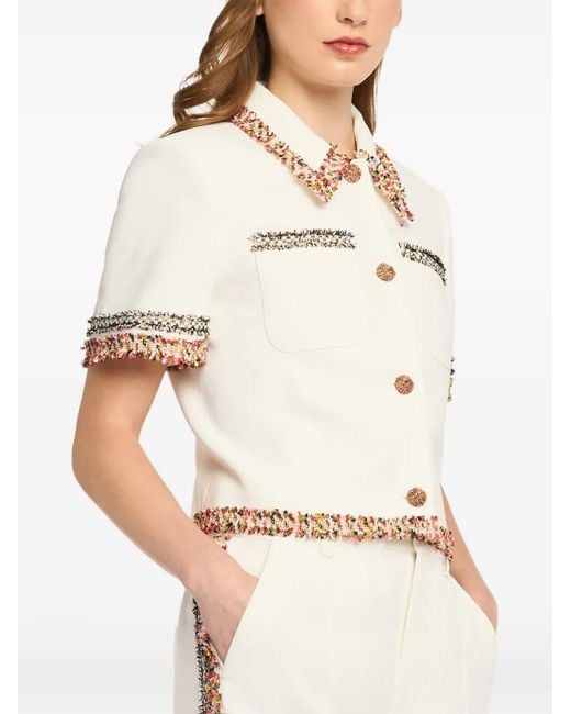 Cinq À Sept White Fringed Collared Jacket