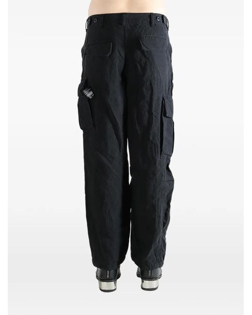 Undercover Black Linen Cargo Pants for men