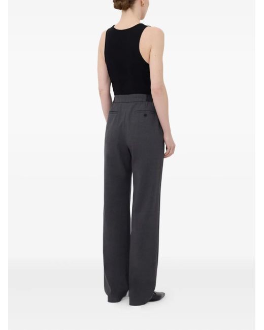 Loulou de Saison Gray Pleated Elasticated-Waist Straight Trousers