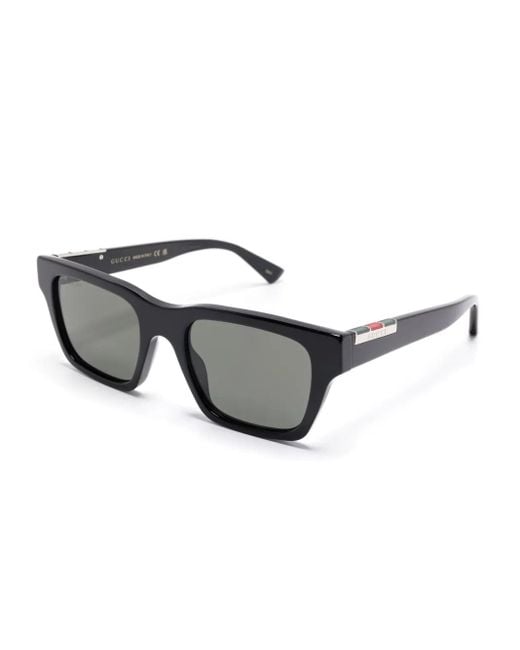 Gucci Gray Rectangular-Frame Sunglasses