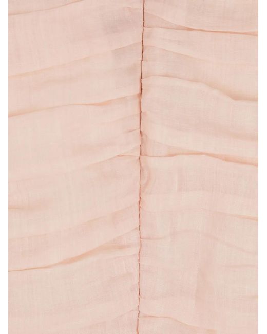 Chloé Pink Ruffle-Trim Ramie Top