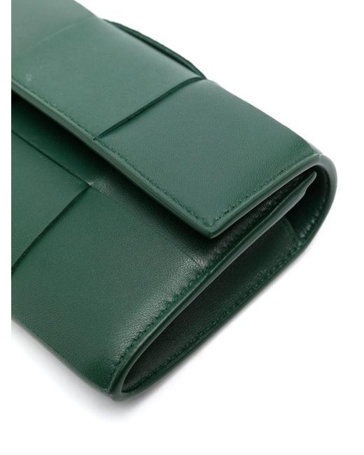 Bottega Veneta Green Cassette Leather Chain Wallet