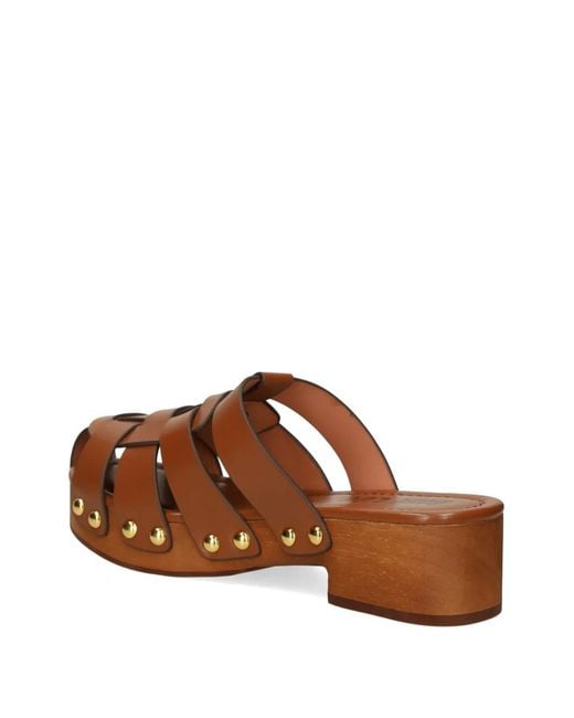 Bibi Lou Brown Zue Studded Clogs