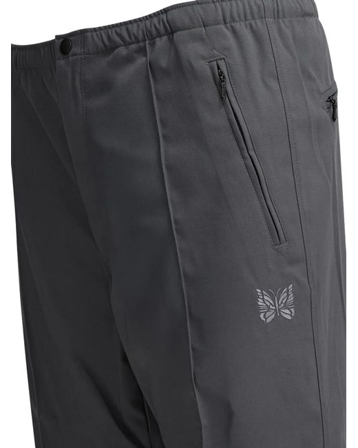 Needles Gray Logo-Detail Trousers for men