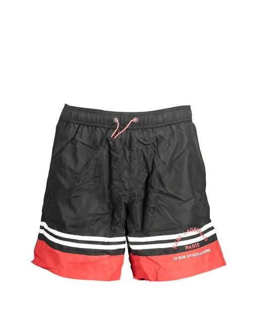 Karl Lagerfeld Gray Colour-Block Logo-Print Swim Shorts for men
