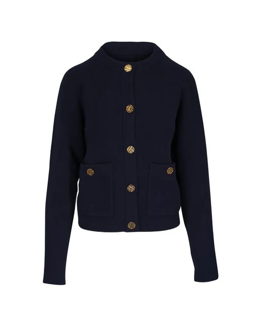 Totême  Blue Cardigan À Poche Plaquée