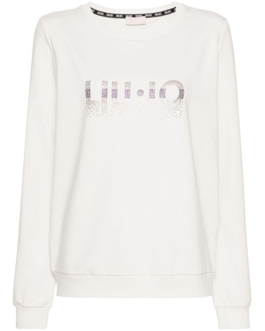 Liu Jo White Logo-embellished Jersey Sweatshirt