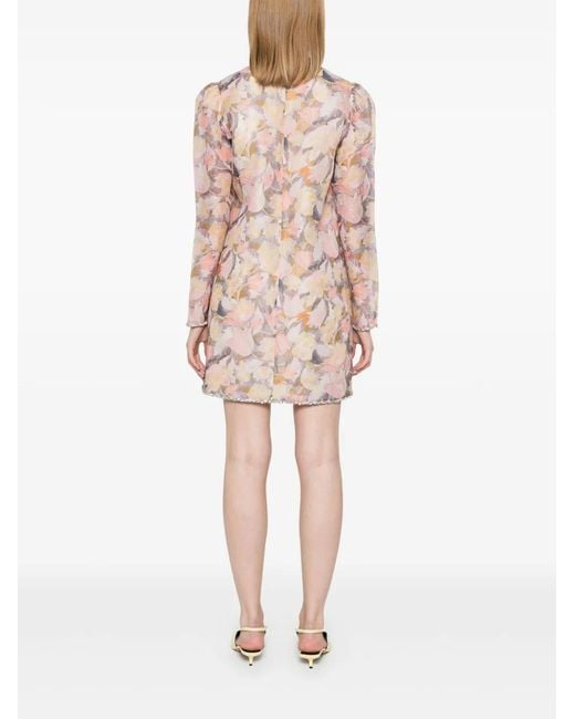 Zimmermann Pink Diamante-Trim Mini Dress