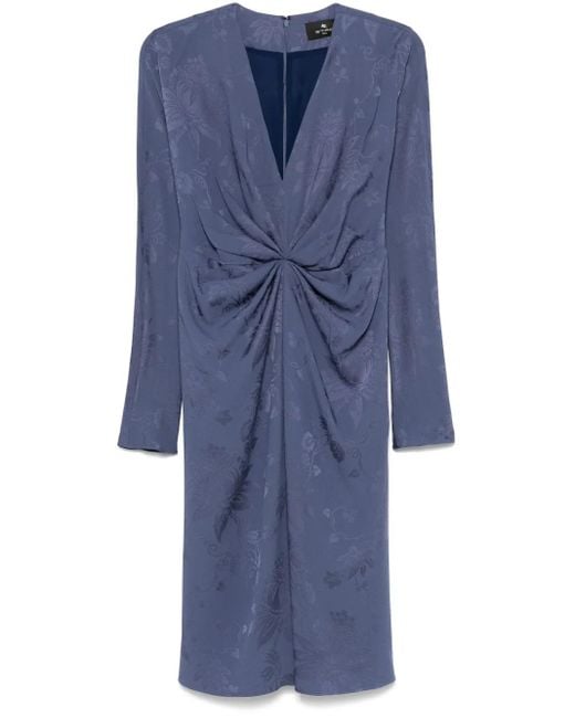 ワンピース ETRO JACQUARD MIDI DRESS Etro Jacquard Midi Dress in Blue | Lyst
