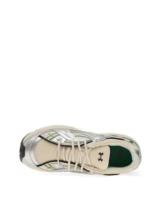 Under Armour White Sola Metallic-Effect Panelled Lace-Up Sneakers