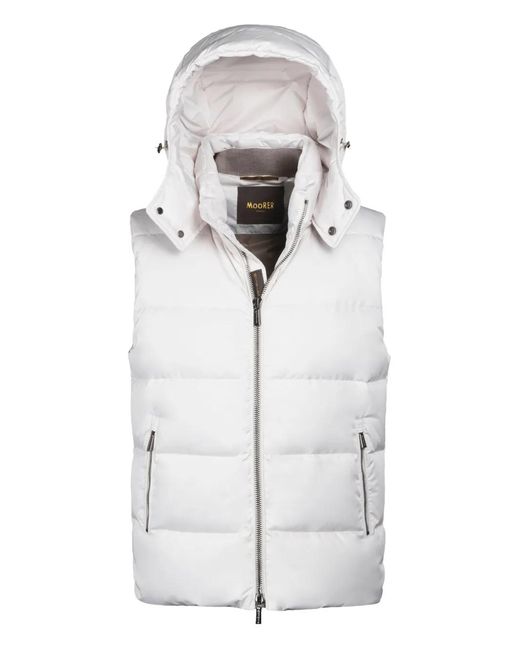 Moorer White Fire Hooded Gilet for men