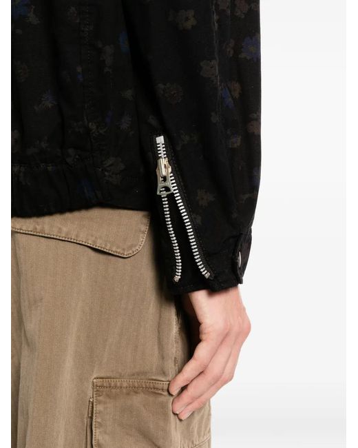 Sacai Black Doudoune À Col Montant À Imprimé Fleuri for men