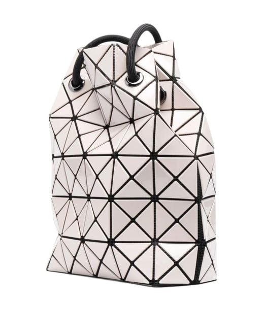 Issey Miyake White Geometric-Pattern Drawstring Shoulder Bag