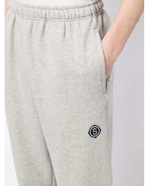 Stance Gray Logo-Patch Cotton Track Pants for men