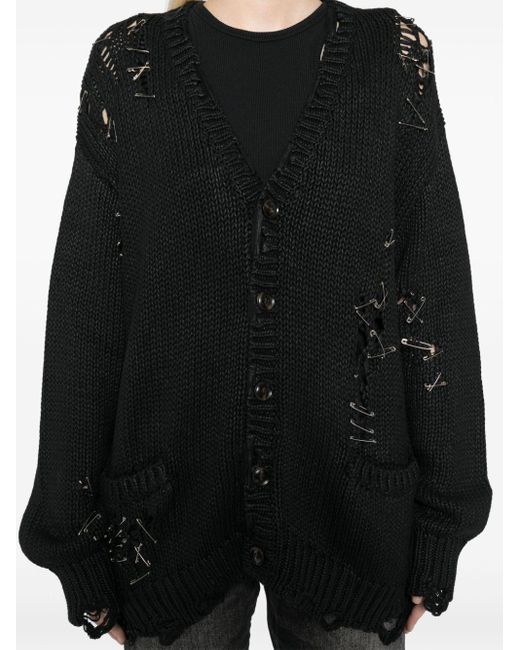 R13 Black Distressed Boyfriend Cardigan