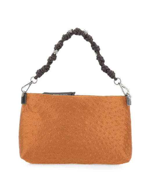 Gianni Chiarini Brown Fanny Ostrich-Effect Shoulder Bag