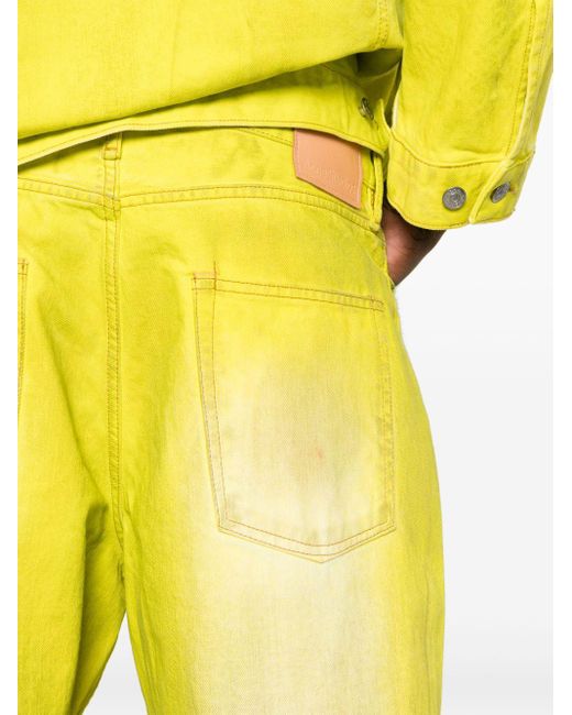 Acne Yellow Low-rise Wide-leg Jeans for men