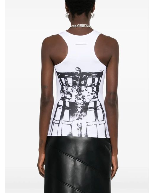 Jean Paul Gaultier White Oberteil Mit Print