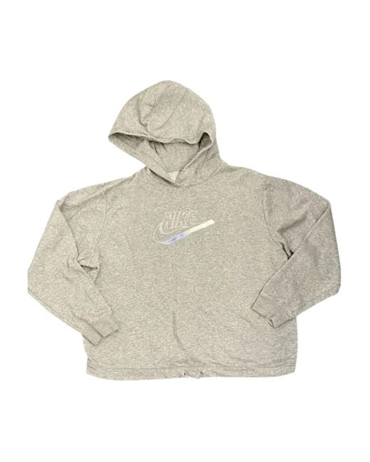 Nike Gray Logo-Embroidered Hoodie