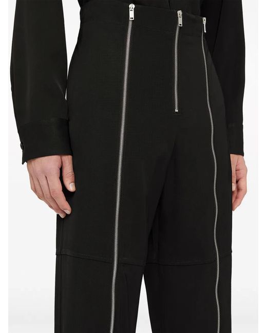 Jil Sander Black Zip-Up Wide-Leg Wool Trousers for men