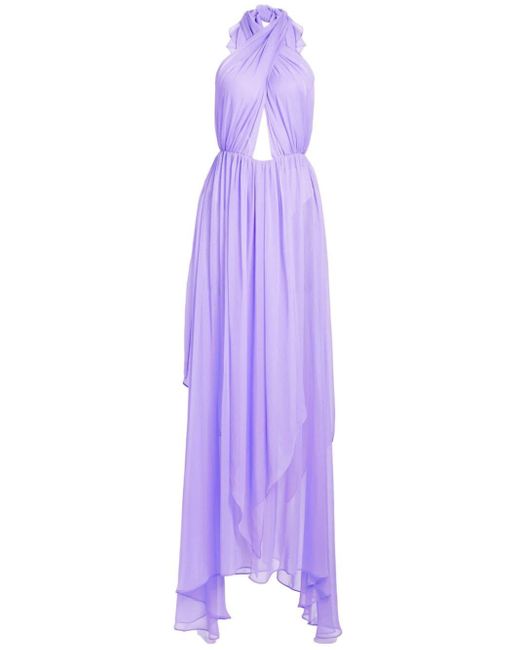 retroféte Purple Ina Neckholder-Kleid aus Seide