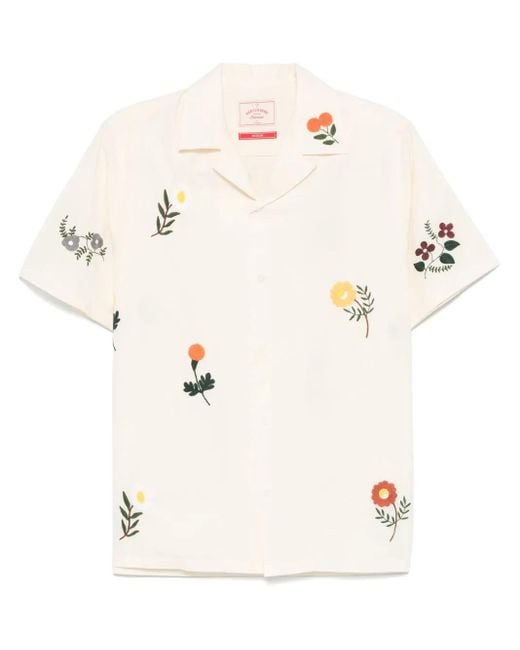 Portuguese Flannel Natural Embroidery Flowers Shirt for men