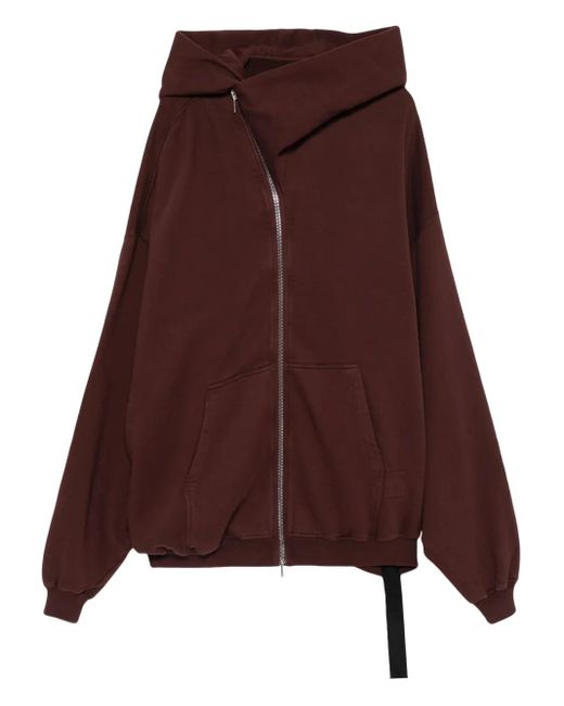Hooded zip-up jacket Rick Owens de color Brown