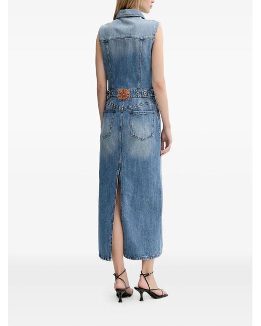 Miss Sixty Blue Sleeveless Button-Front Denim Midi Dress