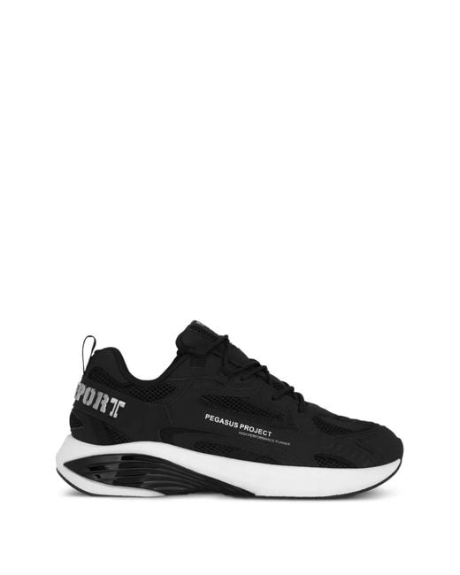 Philipp Plein Black Pegasus Project Panelled Sneakers