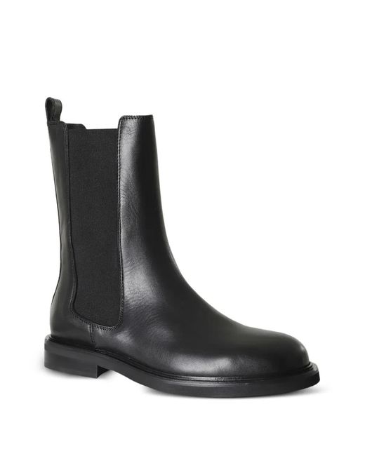 Poeve Black Elasticated-Panel Chelsea Ankle Boots